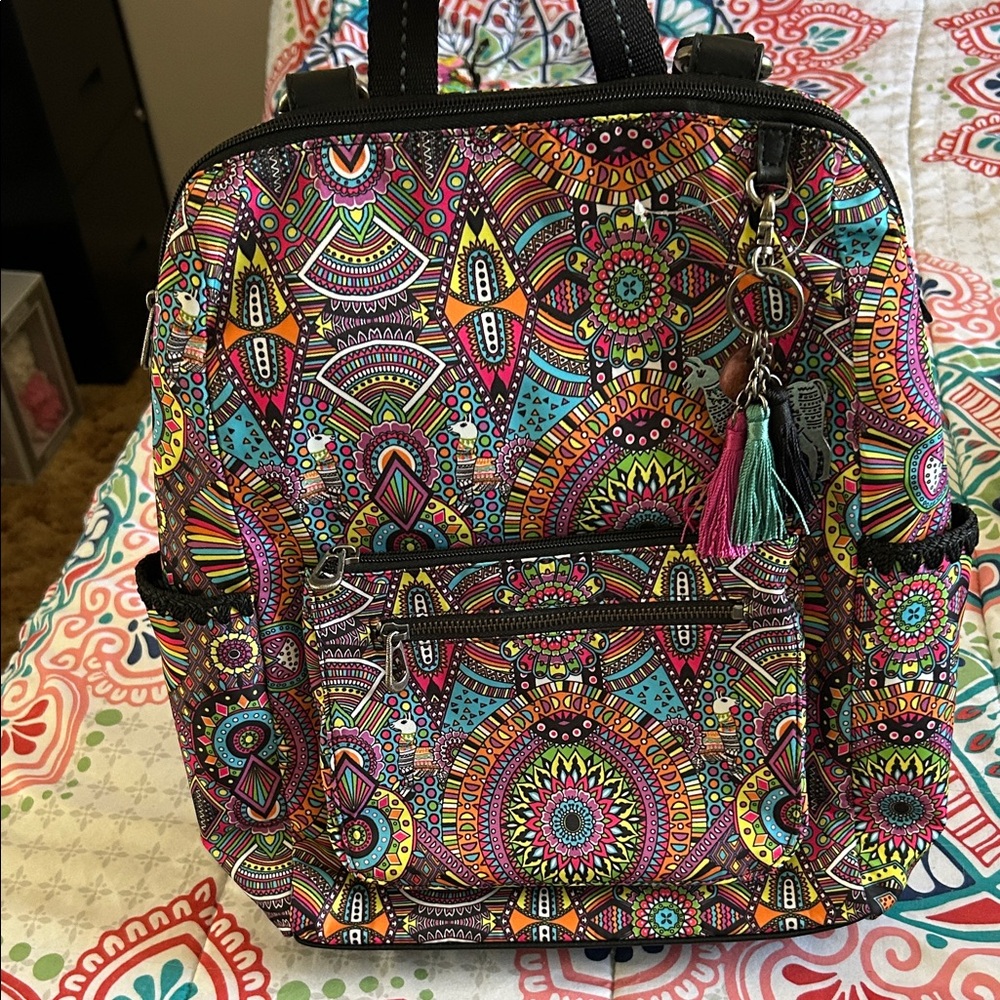 Sakroots Colorful Mandala-Print Backpack with Tassel Charm